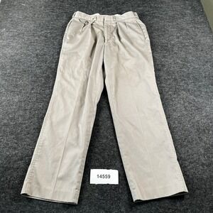VTG Thomson Chino Pants Mens 32 Beige Cotton Pleated Slash Pockets Straight Leg